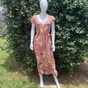 NWT band of gypsies Floral Print Ruffle Hem Maxi Dress